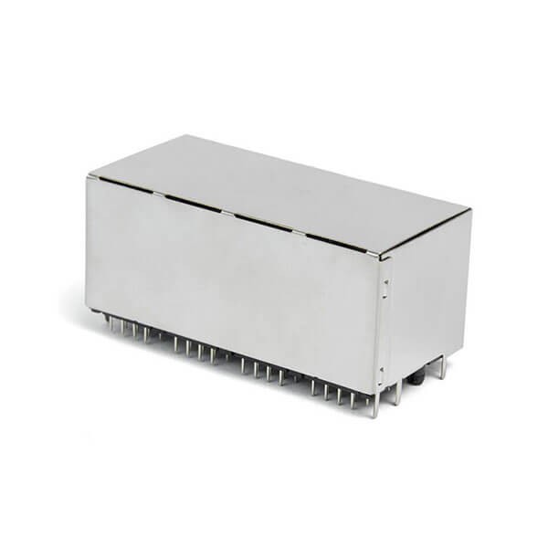 EB-500-7108_3 RJ45雙排16口-2x4平彈90度無燈屏蔽網絡插座國標耐高溫連接器接口