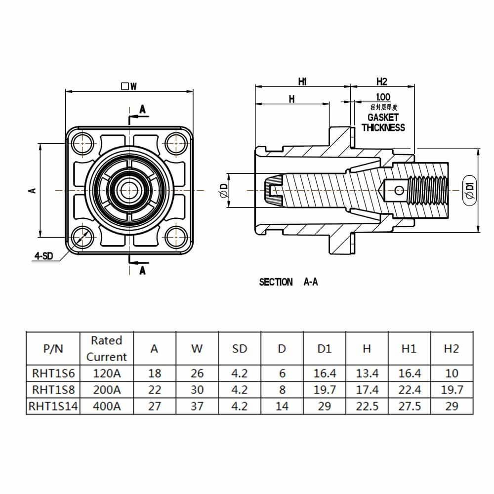 RHT-1P-12O-C70-R&RHT-1S-12O-BL-L_5 大電流防水連接器彎式IP65插頭插座12mm橙色250A儲能連接器