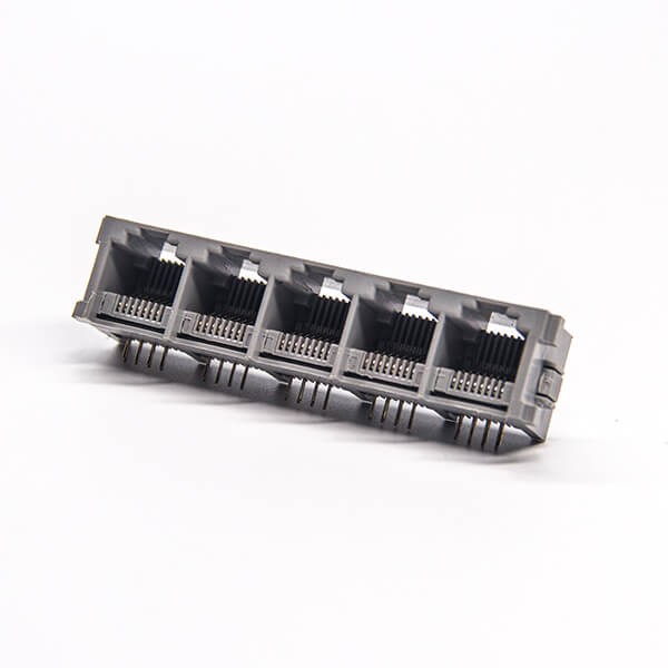 EB-500-7123_1 rj45模塊連接器彎式1x5母座8p8c插板接PCB板不帶屏蔽