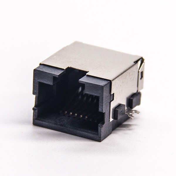 EB-500-7127_1 rj45母座單端口彎式8p8cSMT沉板貼板接PCB帶屏蔽