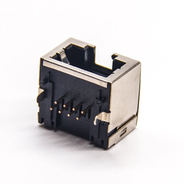 EB-500-7138_3 rj45網(wǎng)口座8p8c彎式半包帶屏蔽插PCB板