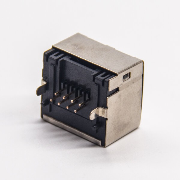 EB-500-7138_5 rj45網(wǎng)口座8p8c彎式半包帶屏蔽插PCB板