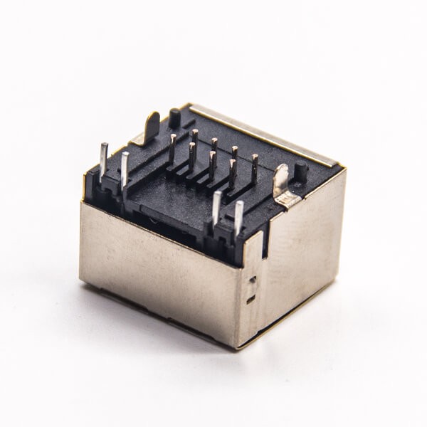 EB-500-7139_4 rj45網絡接口+8p8c彎式母座插PCB板帶燈帶彈片