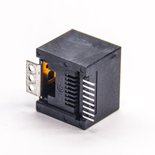 EB-500-7147_2 RJ45插座8p8c180度貼板式接PCB板全塑黑色外殼不帶屏蔽