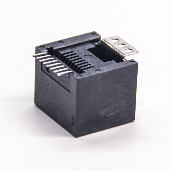 EB-500-7147_3 RJ45插座8p8c180度貼板式接PCB板全塑黑色外殼不帶屏蔽