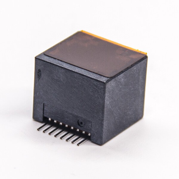 EB-500-7147_4 RJ45插座8p8c180度貼板式接PCB板全塑黑色外殼不帶屏蔽