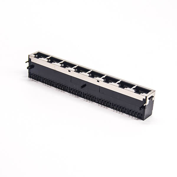 EB-500-7148_2 8口rj45插座全屏蔽以太網連接器彎式插板1*8