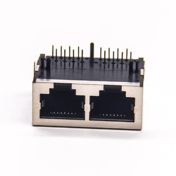 EB-500-7152_5 rj45網絡雙通彎式90度帶屏蔽座子穿孔式接PCB板